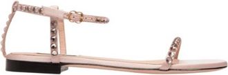 Bally Katy Crystal Embellished Flat Leather Sandals, Brand Size 37 ( US Size 6.5 )