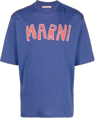 Marni logo-print short-sleeved T-shirt - men - Cotton - 54 - Blue