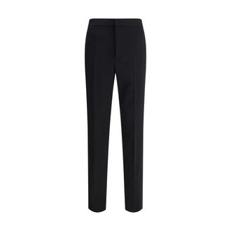 Saint Laurent Wollen Tapered Broek met Zakken - Heren - Broeken - Zwart - Maat: XL Wol