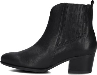 Gabor Elegante Zwarte Enkellaarsjes - Dames - Chelseaboots - Zwart - 38 EU - Leer - Schoenen