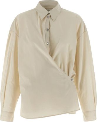 Christophe Lemaire Recht Gesneden Gedraaid Overhemd - Dames - Overhemden - Beige - S - Katoen - Overhemden