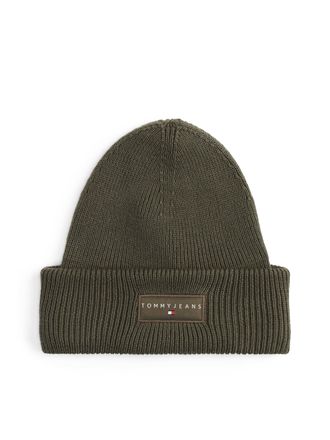 Tommy Jeans Beanie TOMMY JEANS TJM LINEAR, Damen, gr&uuml;n (fatigue gr&uuml;n), Strick, Baumwolle, M&uuml;tzen Beanie, in Grobstrick, mit Umschlag