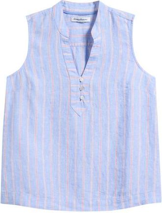 Tommy Bahama Sea Salt Stripe Sleeveless Linen Top in Grape Pools at Nordstrom, Size X-Small