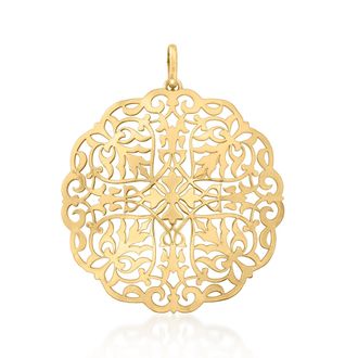 Ross-Simons Italian 14kt Yellow Gold Filigree Medallion Pendant