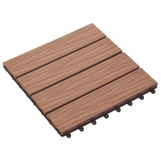 vidaXL Tile De Decking Dise&ntilde;o 3d 11 Pcs Marr&oacute;n Claro 30 X 30 Cm Wpc Vidaxl