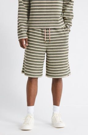 Honor The Gift Speak Striped Knit Shorts in Olive at Nordstrom, Size Xx-Large