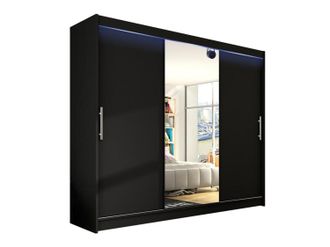 Mirjan24 Mobilier1 - Armario Closico 122, Negro, 215x250x58cm, Puertas De Armario: Correderas, N&uacute;mero De Estantes: 0, Led