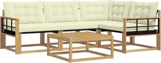 vidaXL Conjunto De Sof&aacute;s De Exterior 5 Uds. Blanco Y Crema Vidaxl