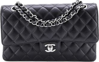 Chanel Classic Double Flap Bag Quilted Caviar Medium shoulder bag - Zwart