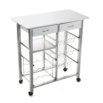 VERSA Carro de cocina con 2 cajones en aglomerado y metal blanco