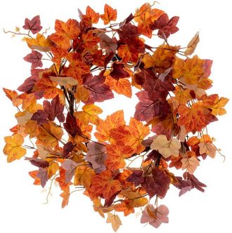 Vickerman 16In Artificial Fall Maple Leaf Candle Ring Wreath
