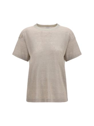 Brunello Cucinelli Womens T-Shirt Crewneck Short-Sleeve Linen Washed T-Shirts & Jerseys