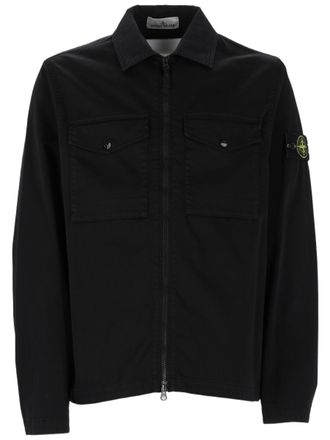 Stone Island Minimalist Zip-Front Cotton-Blend Overshirt