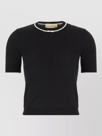Valentino Garavani knit top contrast trim ribbed hem sleeves
