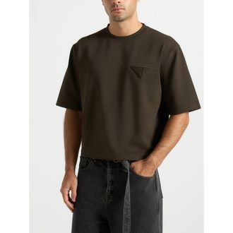 Mani&egrave;re De Voir Leon Boxy Cropped Tee in Olive at Nordstrom, Size X-Small