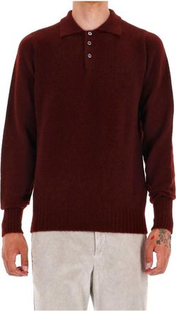 Drumohr Wollen Trui met Ronde Hals - Heren - Polos - Rood - 2XL - Wol - Tops