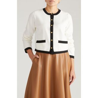 Universal Standard Gabrielle Cardigan in Cream/Black Accents at Nordstrom, Size Xl