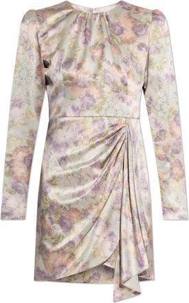 Alessandra Rich Zijden Jurk met Bloemmotief - Dames - Korte kleedjes - Veelkleurig - 2XS - Polyester - Kleedjes