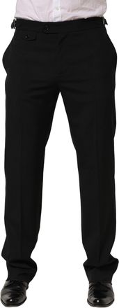 Dolce & Gabbana Mens Tapered-Leg Wool Blend Trousers Black Polyester Elastane