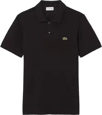 Lacoste Tops, Heren, Bruin, M, Korte Mouw Ribkraag Shirt Iberis