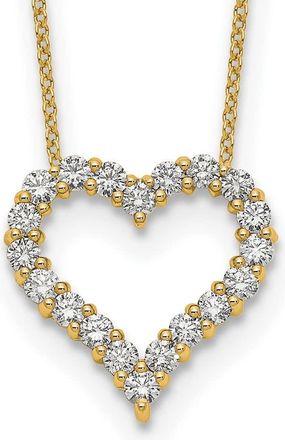 Diamond2Deal 14k Gold 1 Ct Lab Grown Diamond Open Heart Pendant Necklace 18 Clarity VS, Color D-E