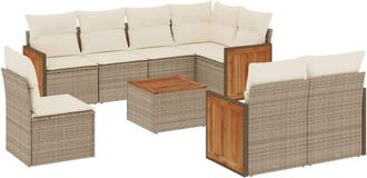 vidaXL Set De Sof&aacute;s De Jard&iacute;n 9 Pzas Con Cojines Rat&aacute;n Sint&eacute;tico Beige Vidaxl