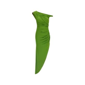 Elisabetta Franchi Gowns, female, Green, Size: XS Crepe Jersey Dress with Jewel Strap
