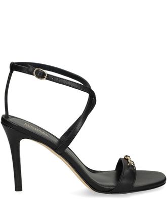 Michael Michael Kors 90mm logo-plaque sandals - women - Leather - 8.5 - Black