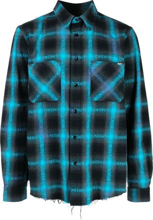Amiri plaid logo-print shirt - men - Polyester/Cotton/other fibers - XXXL - Blue