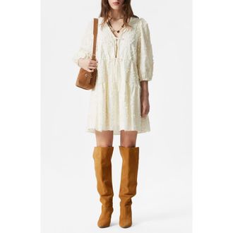 & Other Stories Embroidered Puff Sleeve Cotton Mini Sundress in Cream Dusty Light at Nordstrom Rack, Size 8