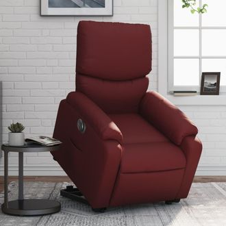vidaXL Vidaxl - Sill&oacute;n Elevable El&eacute;ctrico Cuero Artificial Rojo Tinto