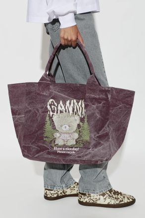 Ganni Bag With Colorful Embroidery, Womens, Burgundy