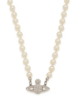 Vivienne Westwood Mini Bas Relief Faux Pearl Necklace - White - One Size