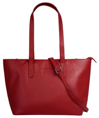 Bruno Banani Shopper BRUNO BANANI, Damen, Gr. B/H/T: 30cm x 25cm x 14cm onesize, rot, Leder, leicht gl&auml;nzend, unifarben, Taschen Shopper, echt Leder