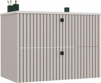Topeshop Tigo 80 2s - Mueble Bajo Lavabo 2 Cajones Frente Ranurado + Lavabo - 80x45.5x57 Cm - Cachemire