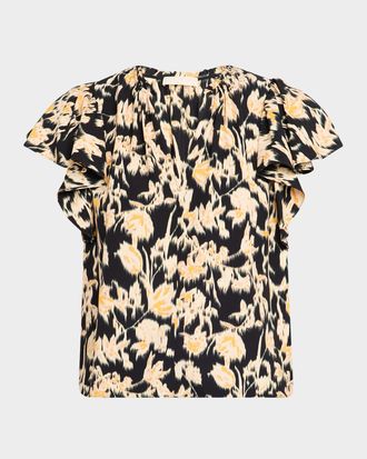 Ulla Johnson Lilo Flutter-Sleeve Blouse