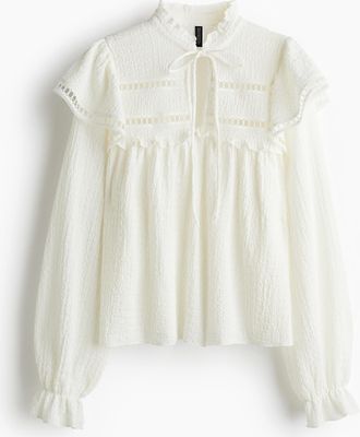 H&M Bluse aus Strukturjersey - White