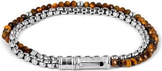 Thompson Mens Tigers Eye Double Wrap Bracelet in Brown at Nordstrom, Size Medium