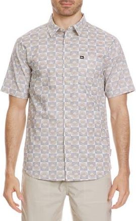 Quiksilver Florever Classic Short Sleeve Button-Up Shirt in Silver Birch at Nordstrom Rack, Size Medium