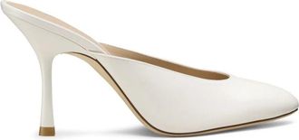 Stuart Weitzman Madison Mule 85 - Dames - Muiltjes - Wit - 38 1/2 EU - Leer - Schoenen