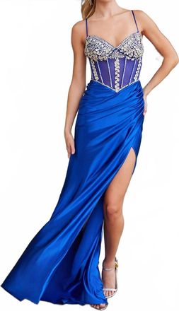 Nox Anabel Sweetheart Neck Beaded Prom Sheath Dress In Royal Blue