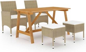 vidaXL Juego De Comedor De Jard&iacute;n De 5 Piezas Beige Vidaxl