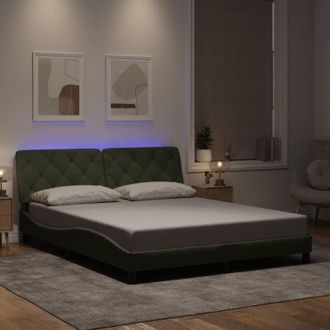 vidaXL Estructura Cama Con Luces Led Terciopelo Gris Claro 160x200 Cm Vidaxl