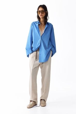 H&M Tapered Linen-blend Trousers in Light Beige at Nordstrom, Size 12