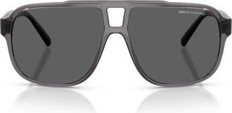 A|X Armani Exchange 61mm Polarized Pilot Sunglasses in Shiny Grey /Polar Grey at Nordstrom