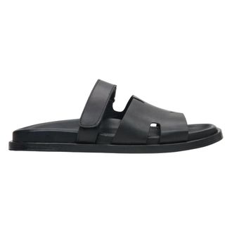 Estro & Luminara Sliders, female, Black, Size: 11 US Leather Slide Sandal
