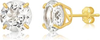 MAX + STONE 14k Yellow Gold 9mm Round Cut Gemstone Stud Earrings