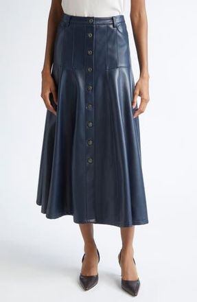Cinq &agrave; Sept Veena Faux Leather Skirt in Navy at Nordstrom Rack, Size 10