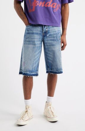 Diet Starts Monday Sol Embroidered Denim Shorts in Indigo at Nordstrom, Size 30