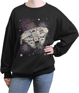 Star Wars Juniors Star Wars Festive Fireworks Falcon Sweatshirt in Black at Nordstrom, Size Xx-Large